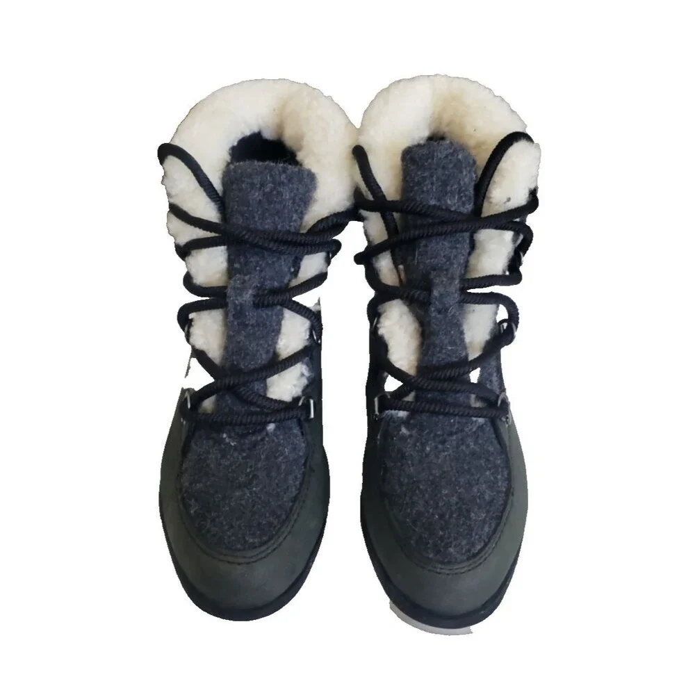 Sorel Womens Sneakchic Alpine Holiday Shearling Waterproof Boots 7 Black Joan